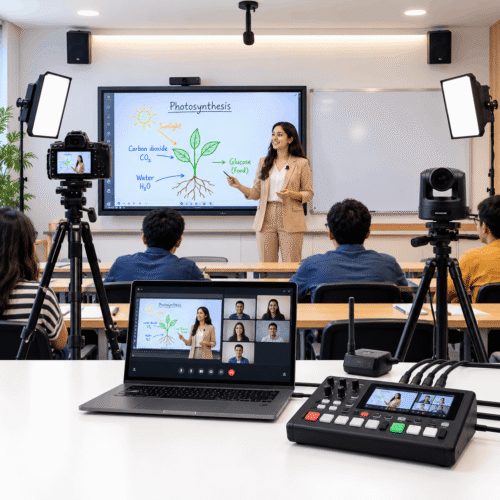 Hybrid Classroom Studio Setup – In-Class + Online Teaching Solution